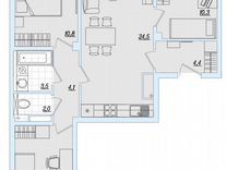 3-к. квартира, 75,6 м², 7/9 эт.