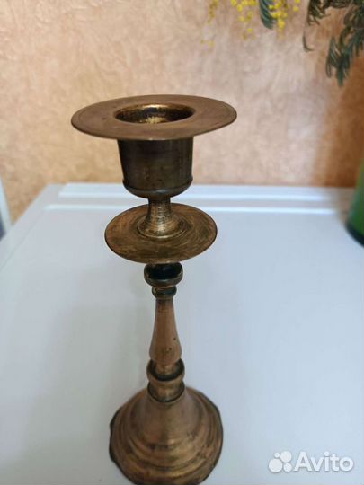 Подсвечник медный старинный