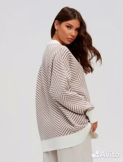 Свитер оверсайз вязаный удлиненный 42-52