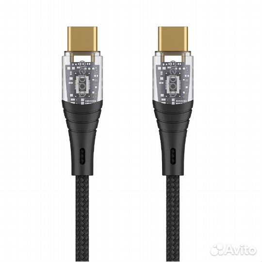 Кабель Deppa Crystal USB-C - USB-C, 60W 1м (Черный