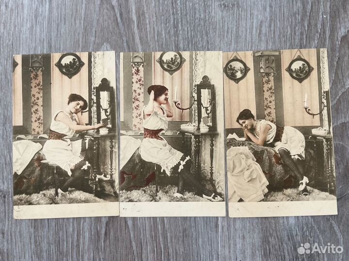 Антикварные открытки с девушкой