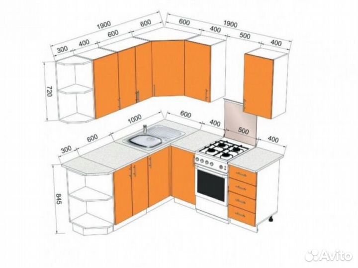 Кухня угловая 190х190 со склада
