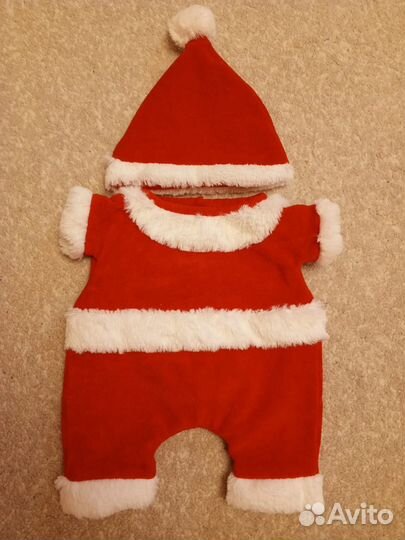 Комбинезон деда мороза для котика 30 см сидя