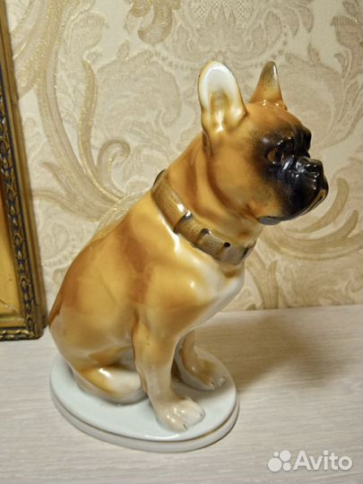 Фарфоровая статуэтка бульдог лфз