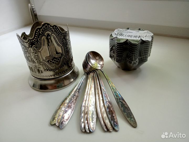 Подстаканник, ложки мельхиор СССР