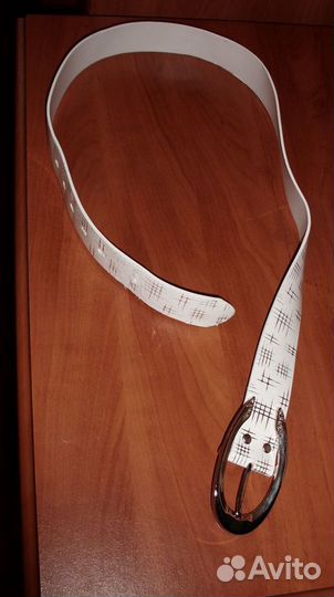 Ремень белый кожзам ширина 3.5 см длина 99 см