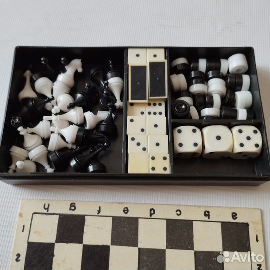 Дорожный набор ссср.Шахматы, шашки,домино