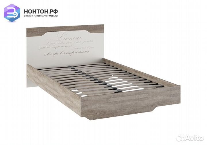 Кровать Брауни фон бежевый с рисунком / дуб сонома