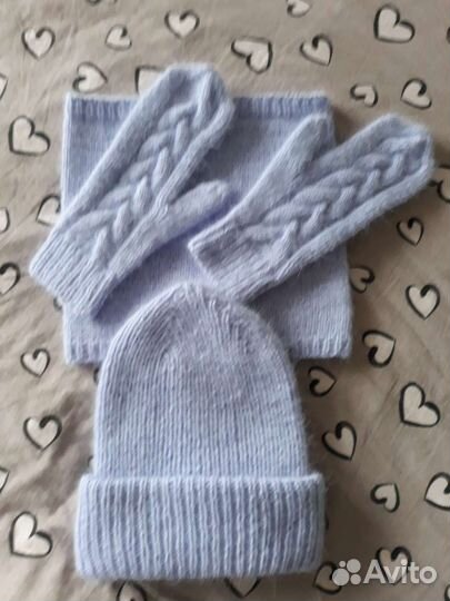 Комплект шапка, снуд и варежки