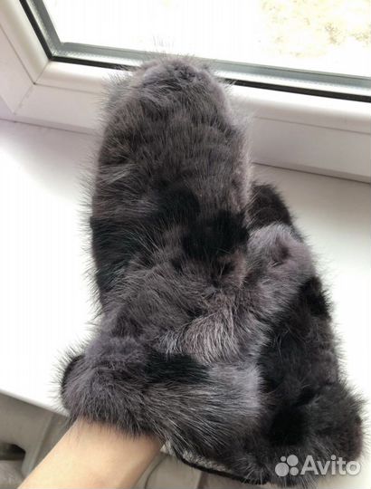 Новые варежки норка кролик