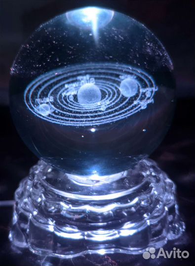Светильник ночник Стеклянный 3D шар LED декор NEW