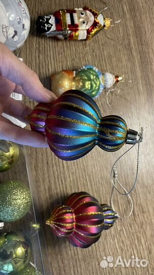 Елочные игрушки фонарики пластик