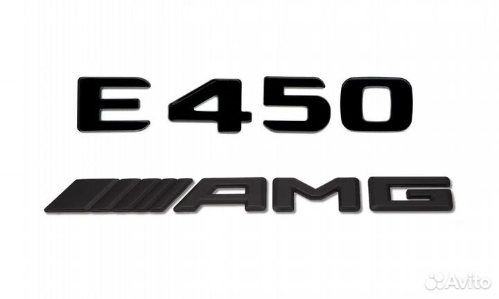 Комплект: шильдик Mercedes E450 + AMG черный