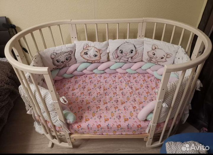 Детская кроватка с маятником круглая трансформер