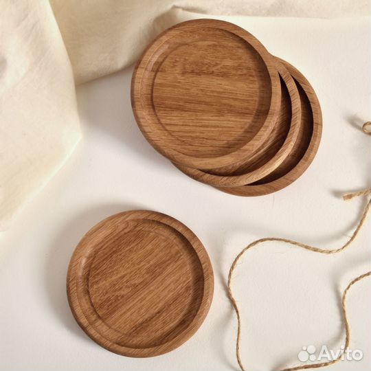 Набор деревянных подставок под чашки (4 шт.)