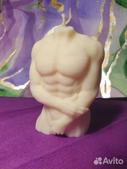 Свечи ручной работы Мужской торс Соевый воск