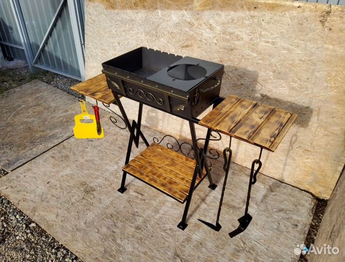 Мангал, очаг для казана, 2 столика. Сталь 4 мм