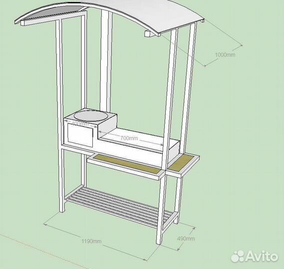 Мангал с печью под казан и крышей