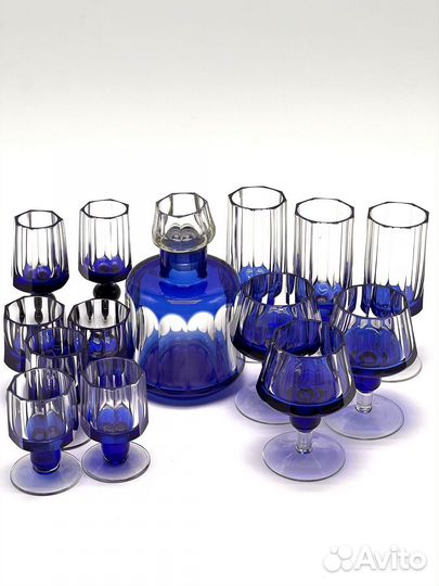 Набор графин и рюмки ссср,фужеры,бокалы,14шт,1960г
