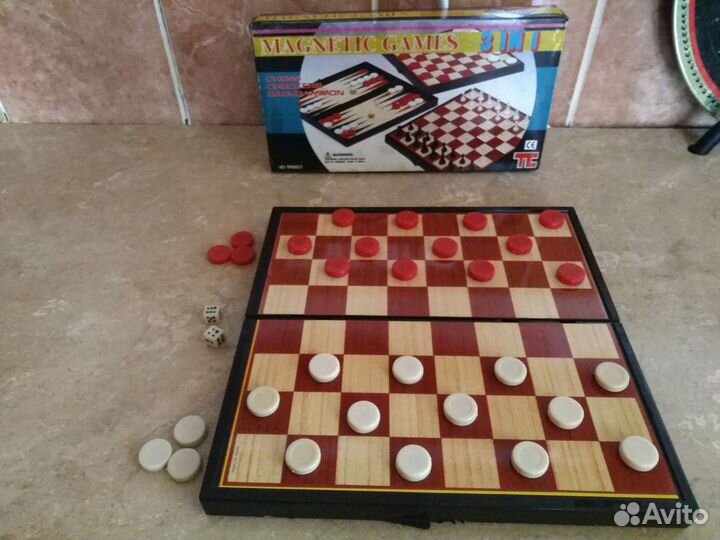 Игра настольная Магнитный набор: шашки, нарды