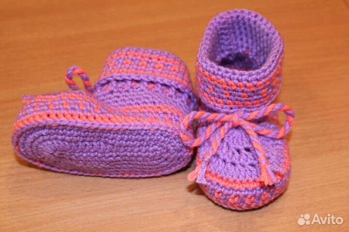 Пинетки вязаные с отворотом