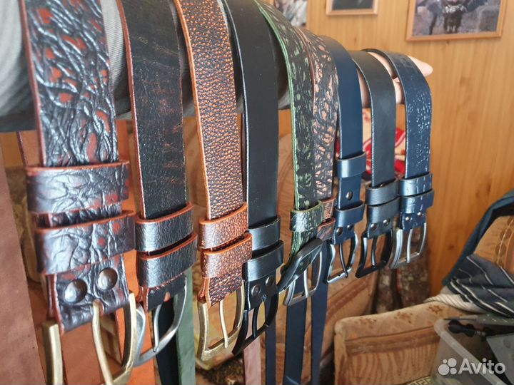 Мужской кожаный ремень ручной работы