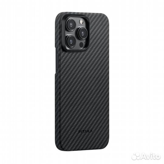 Pitaka MagEZ iPhone 15 Pro Max кевлар чёрно-серый