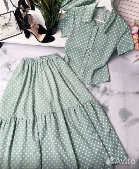 Летний Костюм юбка и блузка, новый с биркой