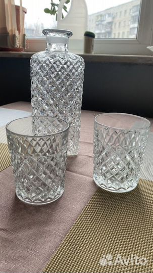 Графин стеклянный СССР и стаканы