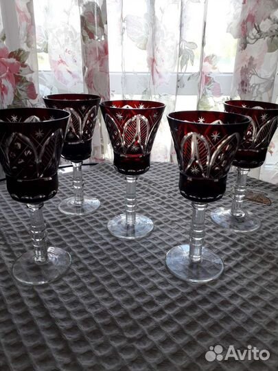 Фужеры, винтажный богемный хрусталь