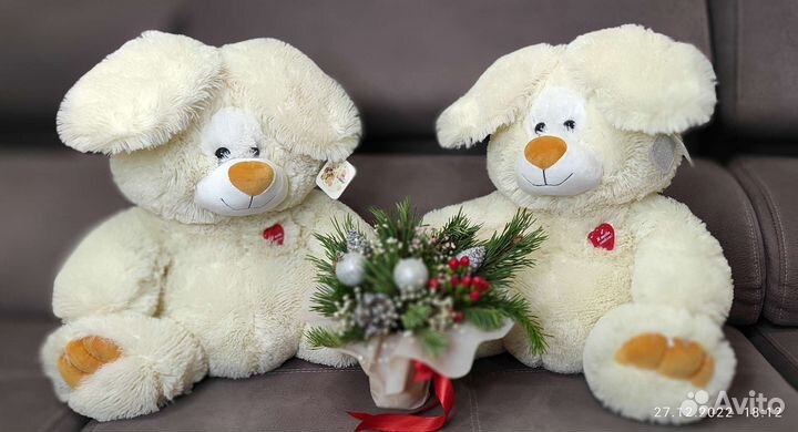 Заяц мягкий новый 60 см