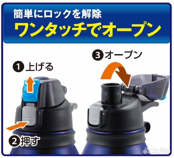 Спортивная термо бутылка Pearl Metal H-6832 1100мл