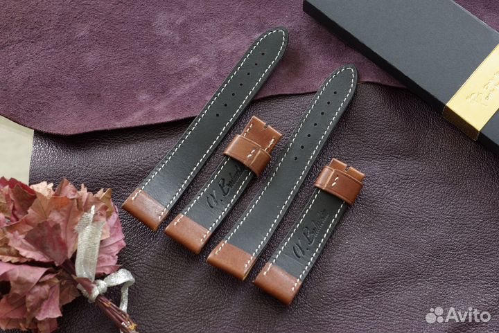 Именной ремешок на часы. Итальянская кожа. Handmad