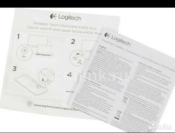 Кклавиатура беспроводная. Logitech K400 Plus, USB