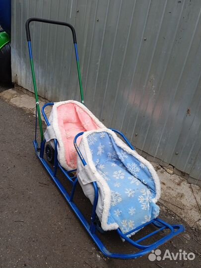 Санки для двойни с колесами