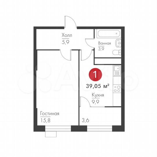 1-к. квартира, 39,1 м², 10/19 эт.