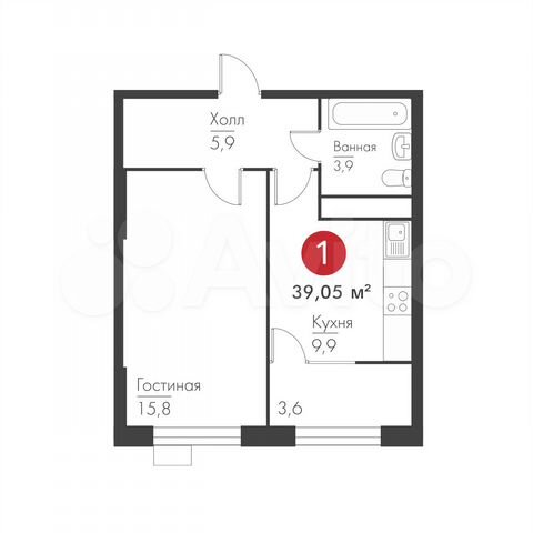 1-к. квартира, 39,1 м², 10/19 эт.