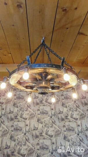 Люстра колесо телеги 70 см