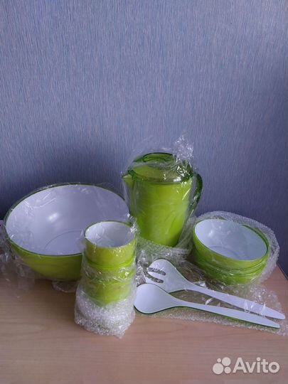 Набор посуды,из акрила,новый,кувшин,салатники,стак