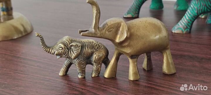 Статуэтки слоны, бронза, латунь