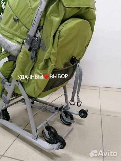 Новые санки-коляска Ника 7-5SK (оливка)