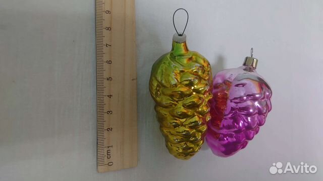 Советские стеклянные ёлочные игрушки-шишки