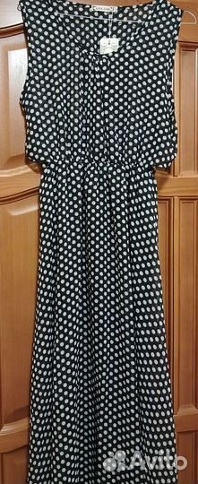 Платье черное в горох 46 размер
