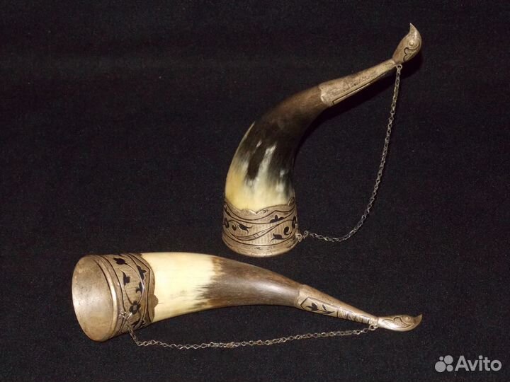 Рог сувенирный в серебре