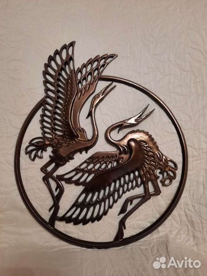 Панно Танцующие журавли,ссср,металл