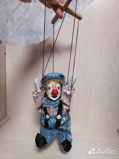 Керамическая кукла марионетка Клоун
