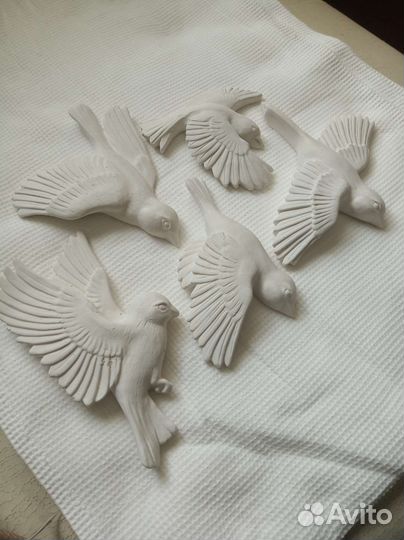 Птички на стену из гипса, панно. Барельеф на стену