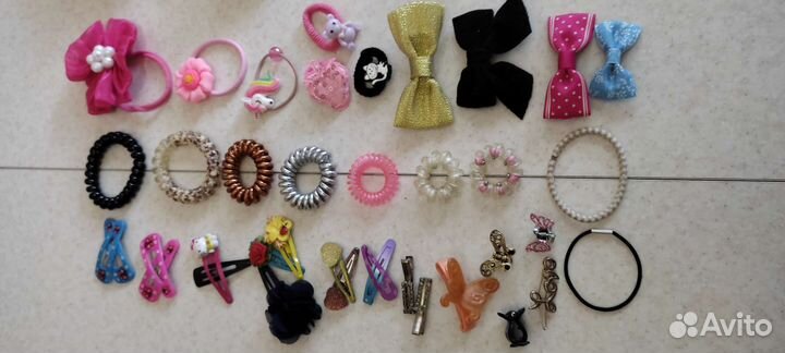 Банты для волос белые/заколки (пакетом)