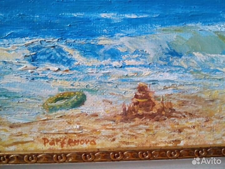 Интерьереая картина маслом в раме с пейзажем