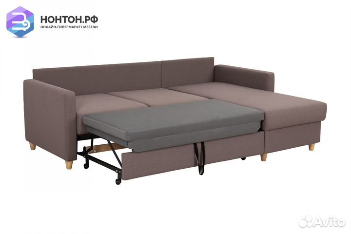 Диван угловой дельфин Дилан коричневый